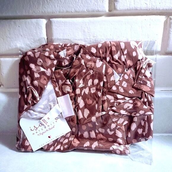 Isabel brand maternity BELTED LEOPARD PRINT TUNIC Size M - Picture 9 of 9